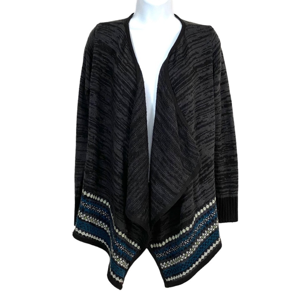 AB STUDIO Gray Open Front Knit Swing Cardigan Sweater Medium Wrap